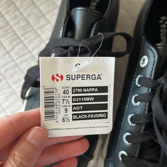 Superga 2790 Nappa matte black platform fashion sneakers 9 women’s - Picture 8 of 13